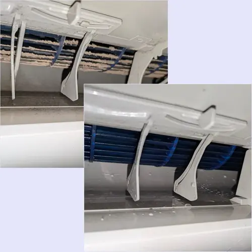 Turbină aer condiționat cu mucegai înainte și după curățare